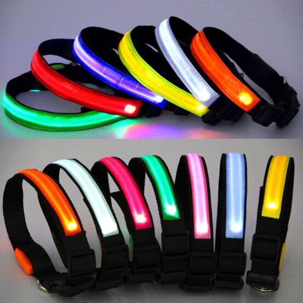 

nylon pet dog collar led light night safety light-up flashing glow in the dark lighted cat collar led dog collars for small dogs