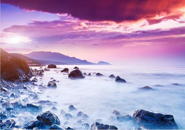 

3d floor painting sea sea stone living room bathroom painting pvc wallpaper