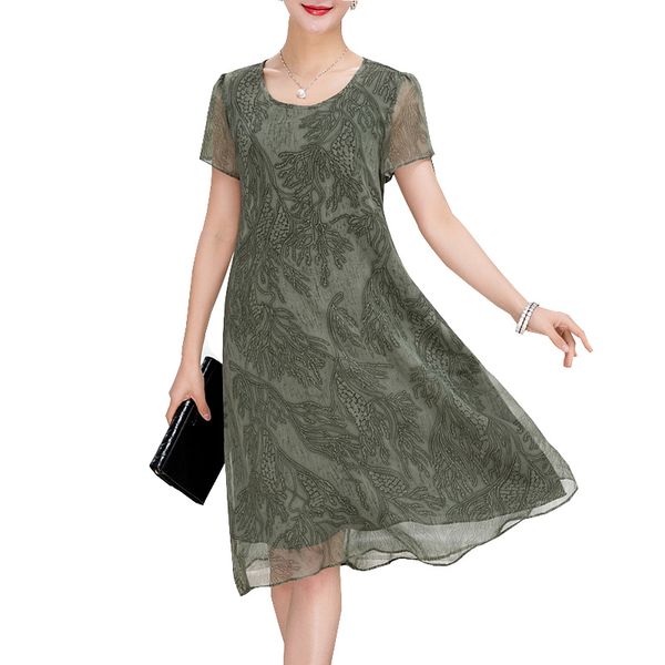 

wholesale- women dress 2017 fashion print casual short sleeve o-neck mid-calf summer dresses vestido de festa plus size women clothin, White;black
