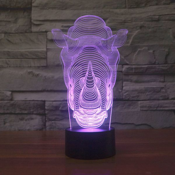 

2017 Rhino 3D Optical Night Light 9 светодиодов Night Light DC 5V оптовой продажи фабрики