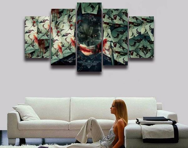 2019 5 Panel Printed Retro Picture Batman Joker Dark Knight Painting For Wall Home Decor Bedroom Living Room Canvas Art Print Poster From