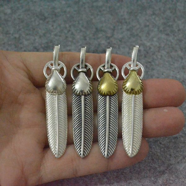 Solido di alta qualità 925 Sterling Sterling Sterling Nuovo Giappone Takahashi Neckace Pendants Gold Goro's Indian Fashion Eagle Feather Charm Cityle Gioielli a sospensione per uomo Coppia