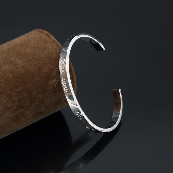 

rellecona женщин сценарий "любовь" манжеты браслет открытый размер в стерлингового серебра 925 пробы, Black