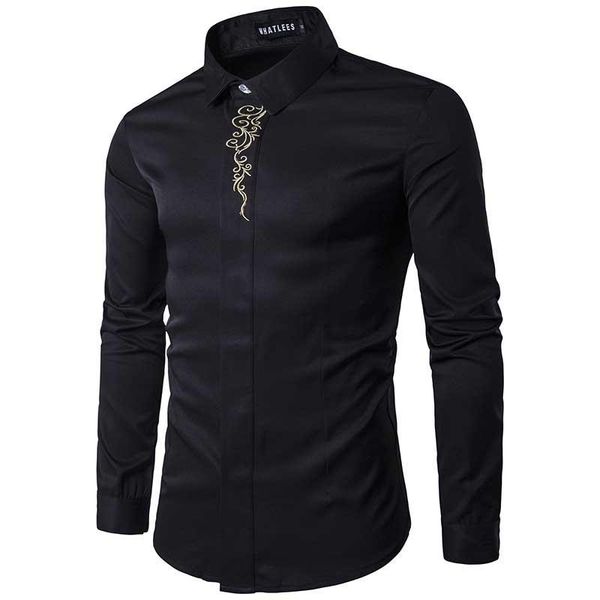 

men shirt 2017 male long sleeve shirts casual mens high-quality printing slim fit dress shirts mens plus size s-2xl, White;black