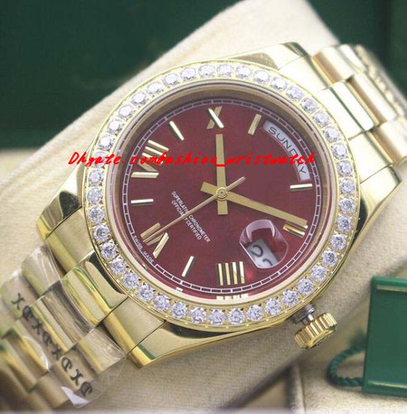 

Luxury Watches Mens Gold Rome Red Dial Diamond 118348 WATCH CHEST 41mm Automatic Fashion Brand Men's Watch Wristwatch