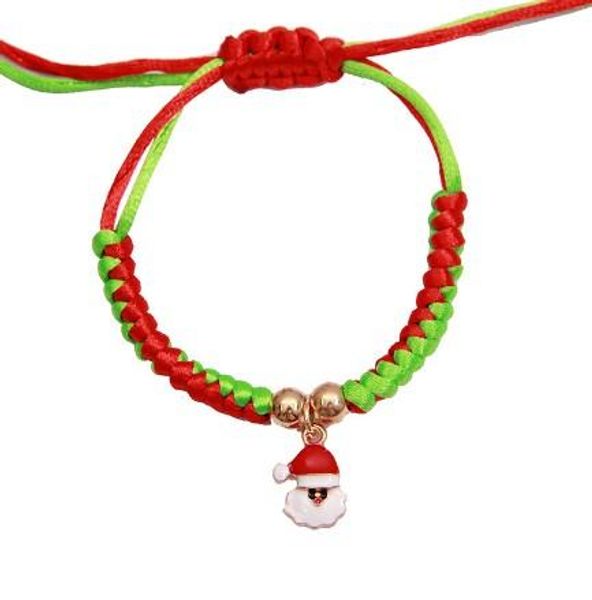 

christmas santa claus bracelets nylon cord 2 color woven bracelets charms gifts for others wrap bracelets, Golden;silver