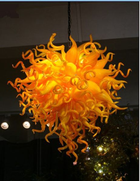

Светодиодный источник 100% ручной выдувного боросиликатного стекла Дейл Chihuly Murano Art Оранжевый стеклянный светильник Цветочная люстра