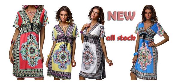 

women's casual dresses plus size s-xxl summer printing / dyeing new deep v-neck peacock bohemia long beach dress maxi122, Black;gray