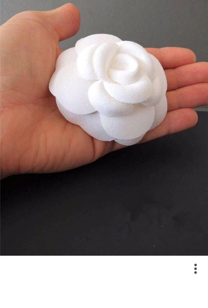 

fabric flower diy material camellia white flower with sticker 10pcs a lot