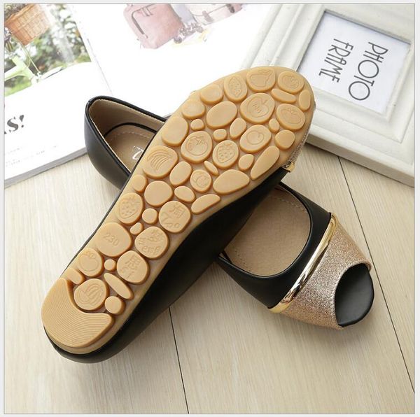 

повседневная peep toe женщины плоские туфли летние туфли скольжения на дамы лодка обувь, Black