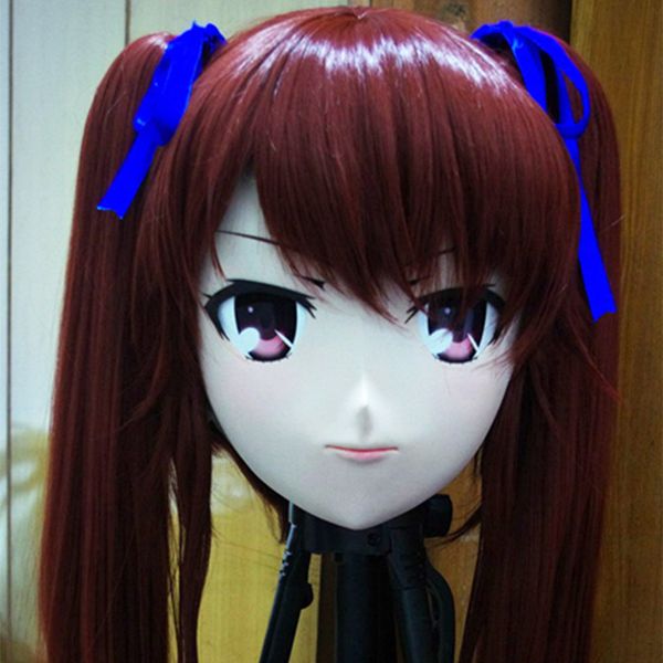 

full face head letax female masks cosplay kigurumi crossdresser doll anime mask skin halloween fetish style, Black;red