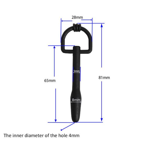 Dispositivos de castidade Iniciantes negros BARBELL Uretral Stretch Silicone Tube S433-3 #R2