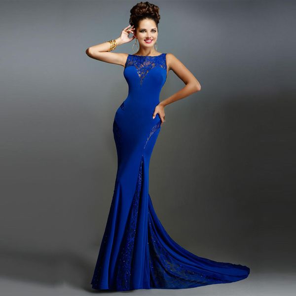 

Evening Dress 2019 Newest Beaded Appliques Lace Prom Dresses Floor Length Long Mermaid Evening Party Gowns Robe de soiree