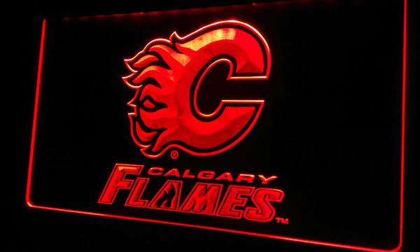 

LS047-r Calgary Flames LED Neon Light Sign Bar Beer Decor
