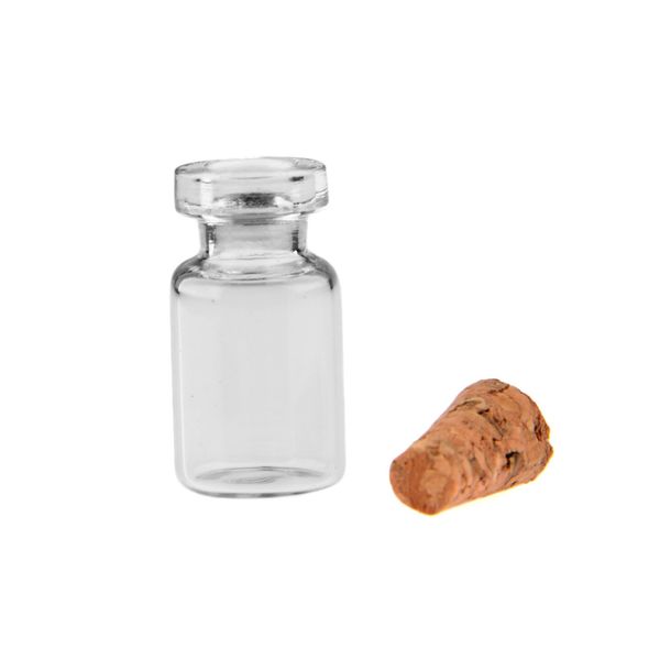 

wholesale- 50pcs 0.5ml mini clear glass wishing bottle vials empty sample jars with cork ser message weddings wish jewelry party favors