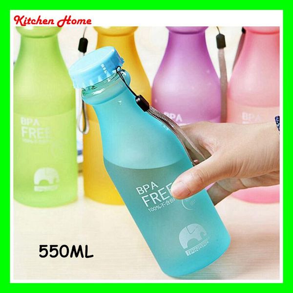 

550ml bpa frosted leakproof water bottles plastic unbreakable ourdoor sports bottles eco-friendly drinking fruit cups bottles