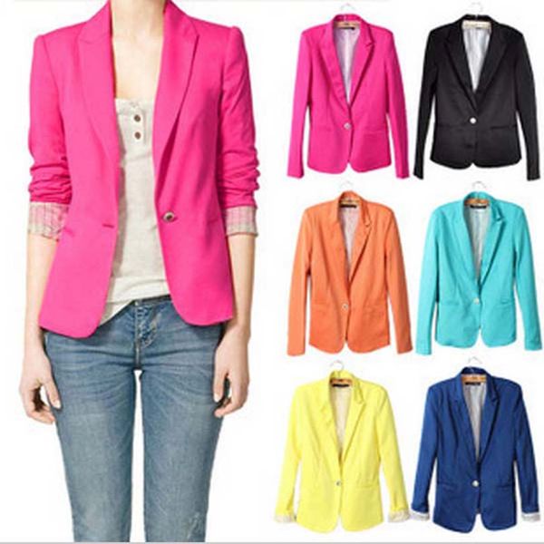 

2015 blazer women suit blazer foldable brand jacket made of cotton & spandex with lining vogue refresh blazers ing, Black;brown