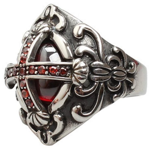 

wholesale gothic cross ruby band ring s925 engagement anniversary christmas gift titanium lady gold jp ru dimond tungste women paris eur pt, Golden;silver