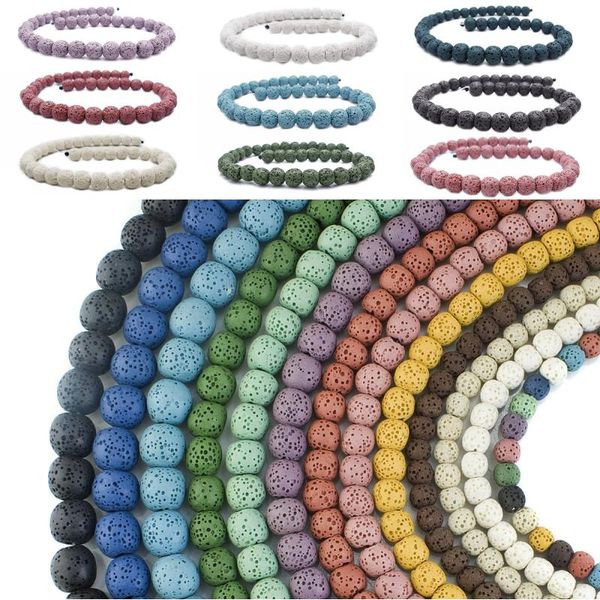 

14 styles lava beads rock stone for jewelry making findings accessories essential oil diffuser 12mm bead d214s, Black