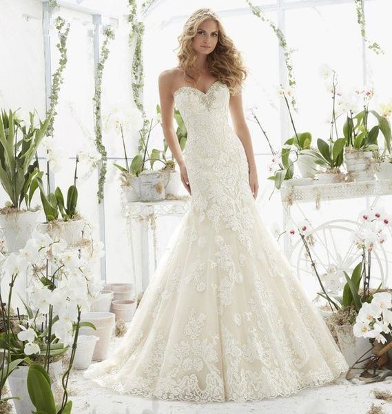

2017 новый sweethert кружева русалка свадебные платья бисером floor_length плюс размер сексуальные свадебные платья vestido де novia w13, White
