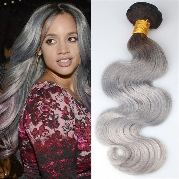 Ombre 1b Grey Hair Weave 10 30 Brazilian Hair Body Wave Hair