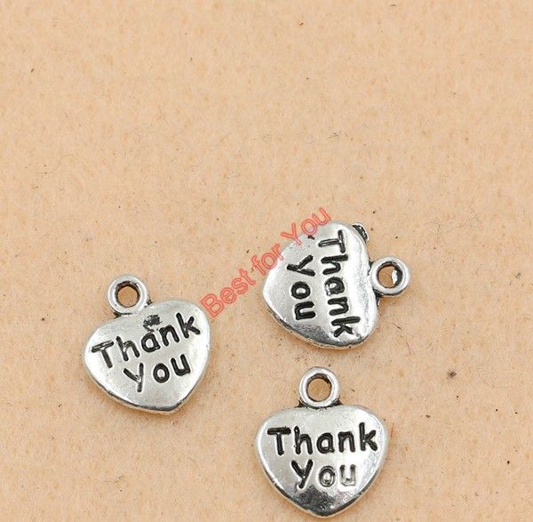 

thank you heart charm zinc alloy pendant antique silver tone jewelry diy jewelry making handmade 12x11mm jewelry making, Bronze;silver