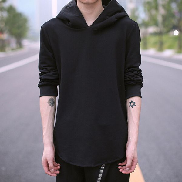 

Хип-Хоп Балахон Одежда Сторона Сплит Негабаритных Большой Капюшон Толстовки Хип-