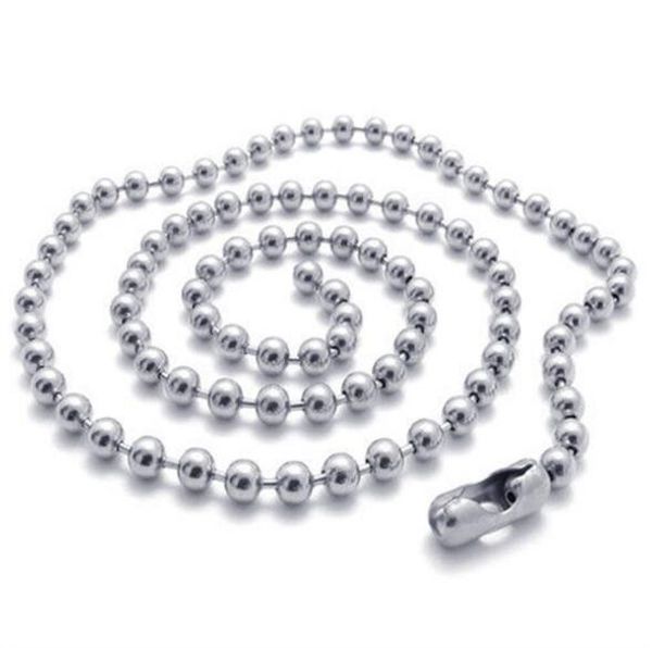 

2.4mm 50cn 55cm 60cm 70cm stainless steel bead ball chains necklaces basic round bead chains 4 size choice 20"22"24"28", Silver