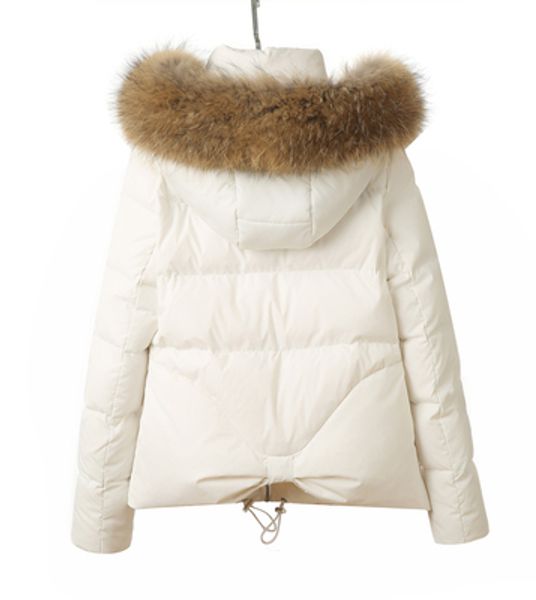 2017 nuova moda Inverno donna grande vera pelliccia di procione con cappuccio anatra corta parka cappotto casacos SMLXLXXL
