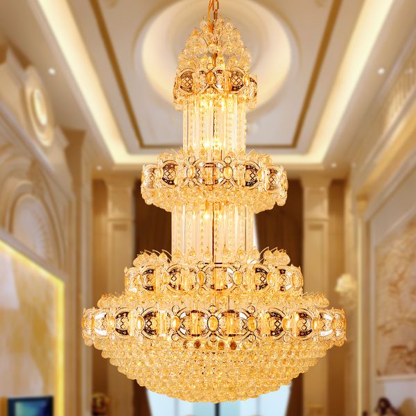 

golden crystal chandelier american modern chandeliers lights fixture villa home indoor lighting l hall lobby parlor long led hang lamps