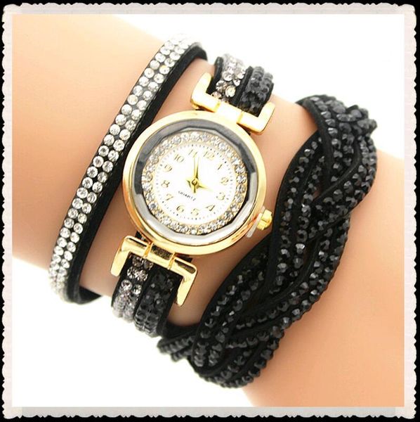 

multilayer quartz wrap strap leather infinity bracelet bangle rhinestone diamond women girls ladies watch wristwatches ing, Slivery;brown