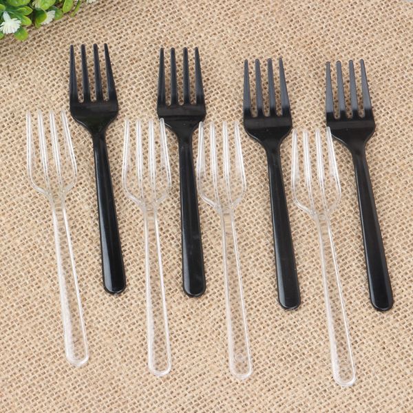

black/clear cake fork fuirt fork disposable fork individual package wedding favor party supplies 100pcs/lot dec012