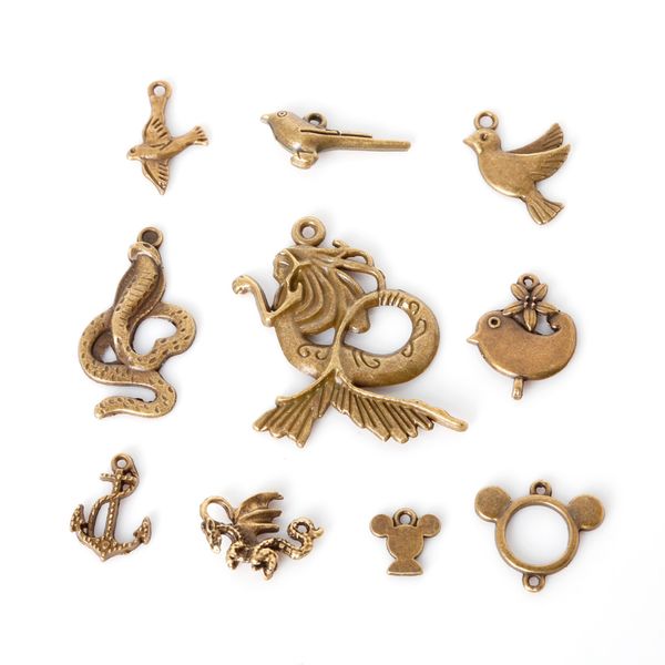 

new wholesale 84pcs/lot mixed tibetan zinc alloy animal bird charms antique bronze plated pendants for diy jewelry findings j, Bronze;silver