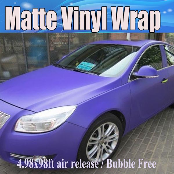 

premium matte puprle vinyl wrap air bubble matt purple film for car stickers foile sheets size: 1.52*30m/roll 5x98ft