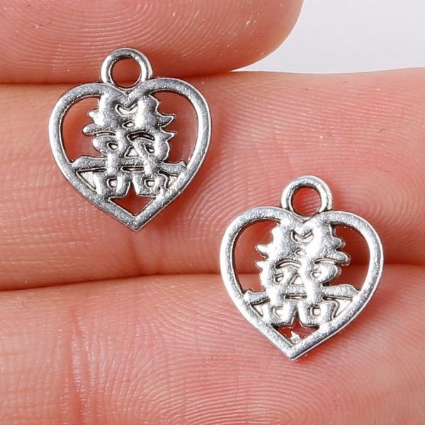

new 18pcs 11x13mm zinc alloy antique silver heart diy charms pendants jewelry making diy, Bronze;silver