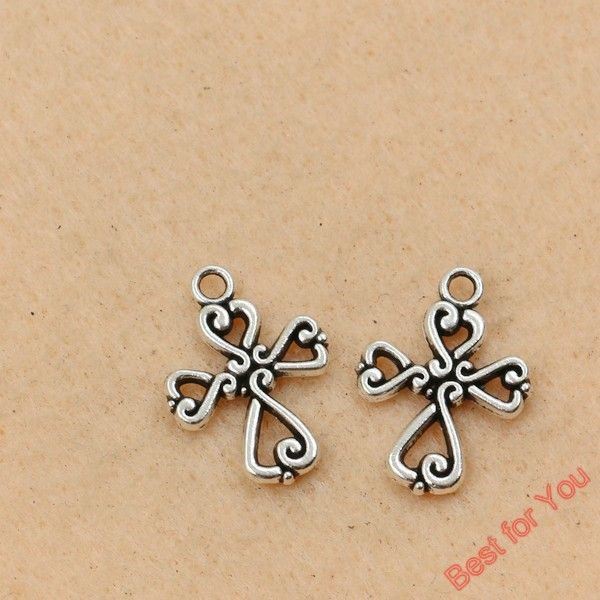

100pcs vintage cross charms pendants for jewelry making tibetan silver plated diy handmade 19x14mm jewelry making, Bronze;silver