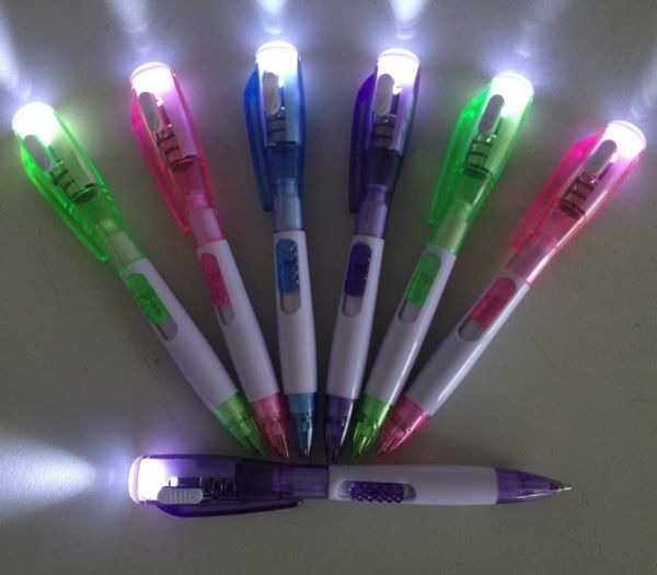 

10pcs/lot pen with light Led multifunciton pen stationery office kids children school ball pen writing tool gifts