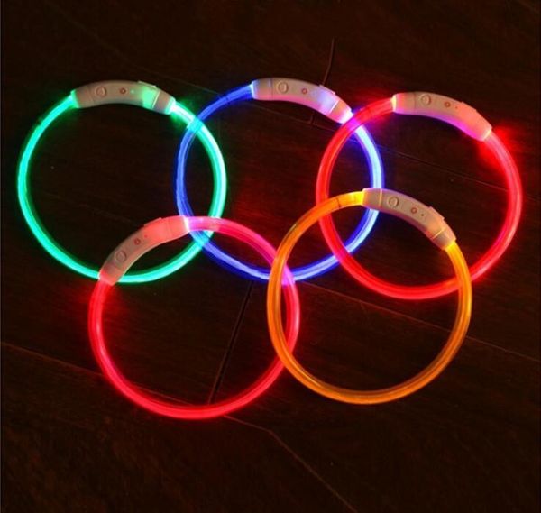 

l led pet dog collar rechargeable usb 35cm 50cm 70cm adjustable flashing safety in night fits all pet rubber dog collars