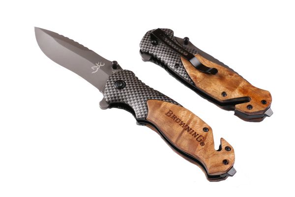 

Top Quality Browning X50 440C 57HRC Wood +Carbon Fiber Handle Blade Pocket EDC Folding Survival Camping Hunting Knife Gift F679L