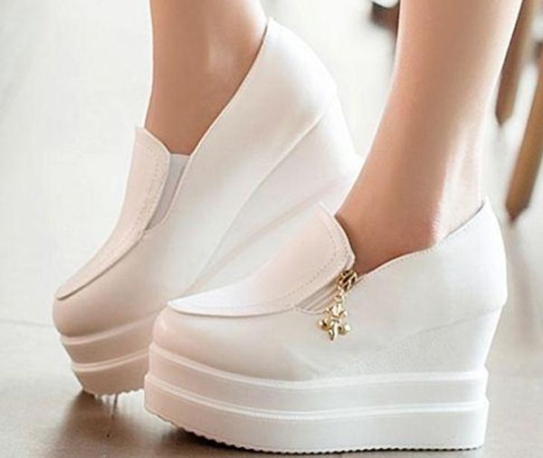 

2016 spring new shoes leisure korean thick soles increased muffin heels slope women's shoes, Black