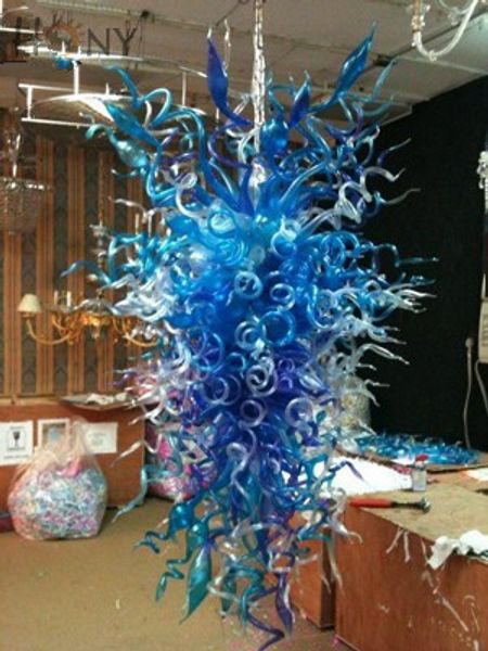 

ac led customized style modern lamp european style blue blown glass led crystal chandeliers