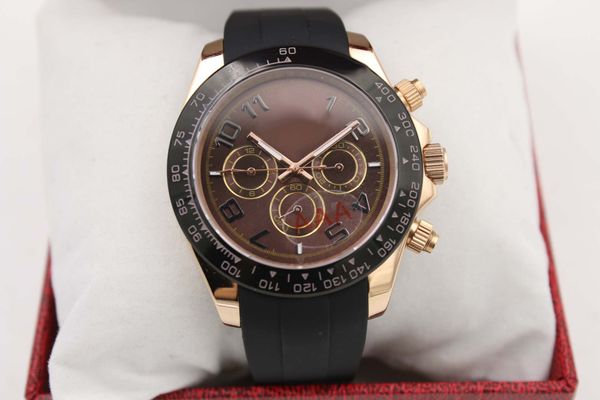 

classic style automatic movement 40mm full fuction coffee dial men watch rubber sweatband ing, Slivery;brown