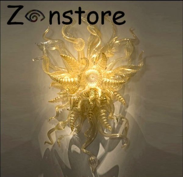 

горячие продажи янтарного стекла wall art 100% ручной выдувное стекло бра цветной потолочный настенный светильник со светодиодным источник с