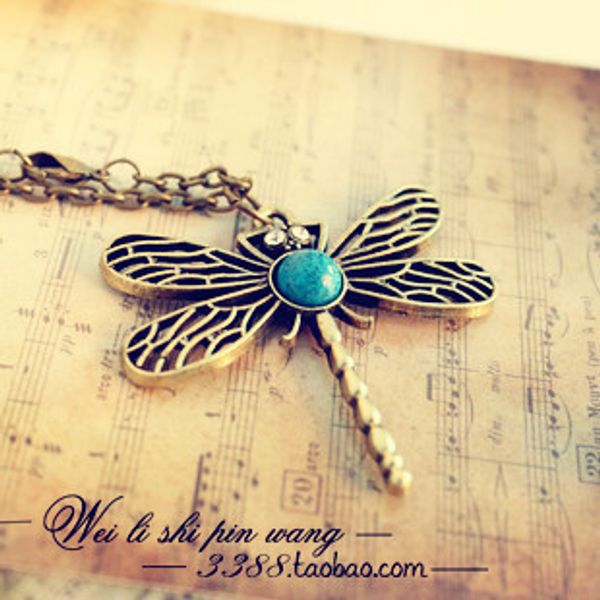 

vintage necklace, sweater necklace, decorating with dragonfly and calaite pendant for women, and high quality, Silver