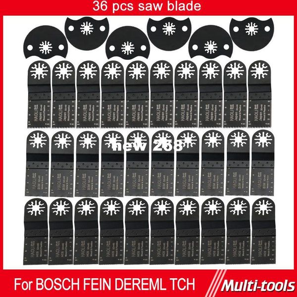 36 pçs / set Madeira trabalhando Oscilante Multi ferramentas Lâminas de Serra Acessórios apto para ferramentas de poder Multimaster como Dremel Fein, corte de metal