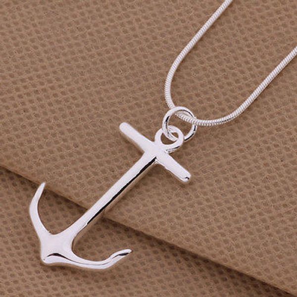 

new 925 sterling silver fashion charms anchor pendant necklace jewelry #r571
