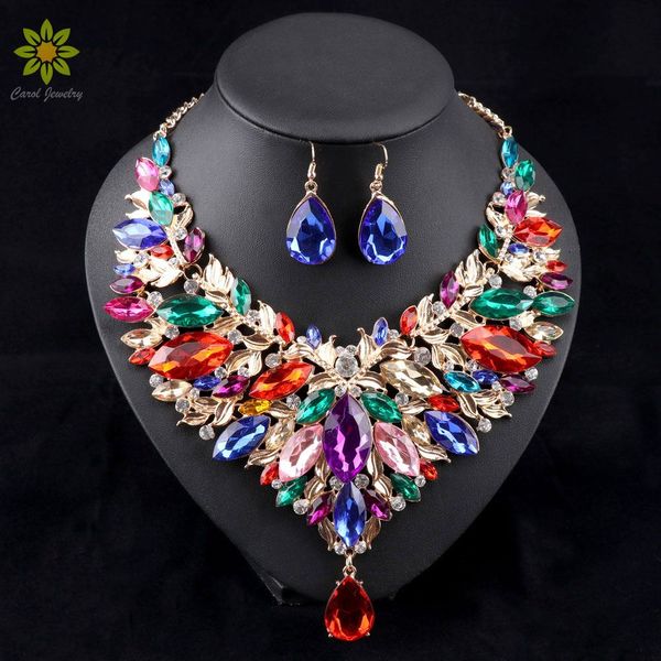 

2017 african jewelry sets wedding necklace womens jewellery set gold plated necklace and earrings 6colors, Silver