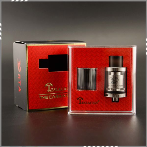 

Original Tesla Carrate 22 RTA Tank Top Filling Atomizer Large Caliber Delrin Drip Tip Install Multi-layer Wires E Cigarette DHL Free