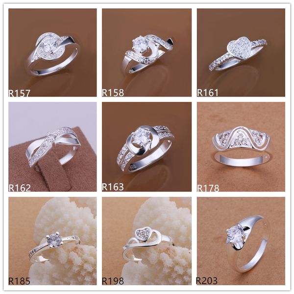 

завод прямых продаж женщин драгоценный камень стерлингового серебра кольцо 10 штук много смешанный стиль EMR17,горячие продажи высокого класса моды 925 серебряное кольцо