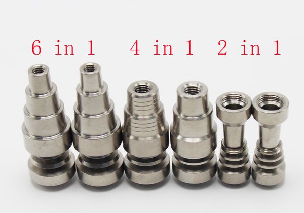 

dhl universal grade 2 ti nail 10mm& 14mm&19mm 6 in 1 domeless titanium nail for oil rigs dab glass water bong